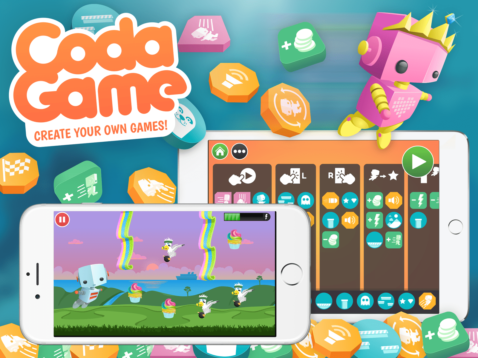 KIDS CAN CREATE THEIR OWN ONLINE GAMES WITH THE CODA GAME APP